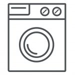 Set of household appliances vector icons: cooker, washer, blender, toaster, microwave, kettle